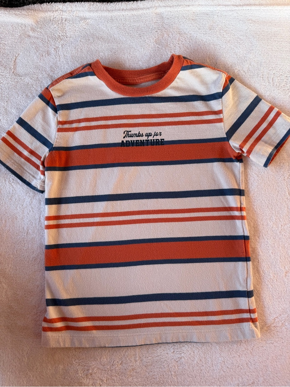 Striped Kids Adventure Tee - Orange & Blue Size 5